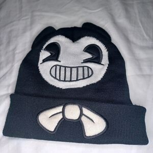 Black and White Cartoon Face Knit Beanie Hat
